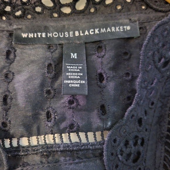 White House Black Market Medium black eyelet Sleeveless blouse - Picture 3 of 5